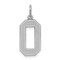 Sterling Silver Medium Satin Number 0 Charm Pendant Jewerly 22mm x 9mm